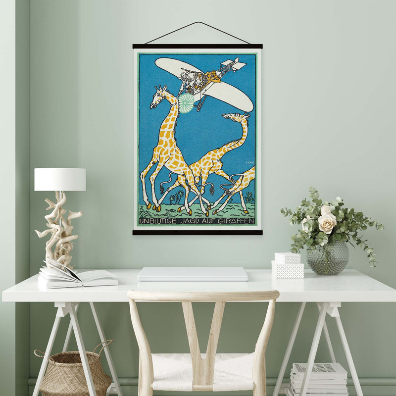 Unblutige Jagd auf Giraffen Vintage Print by Moriz Jung