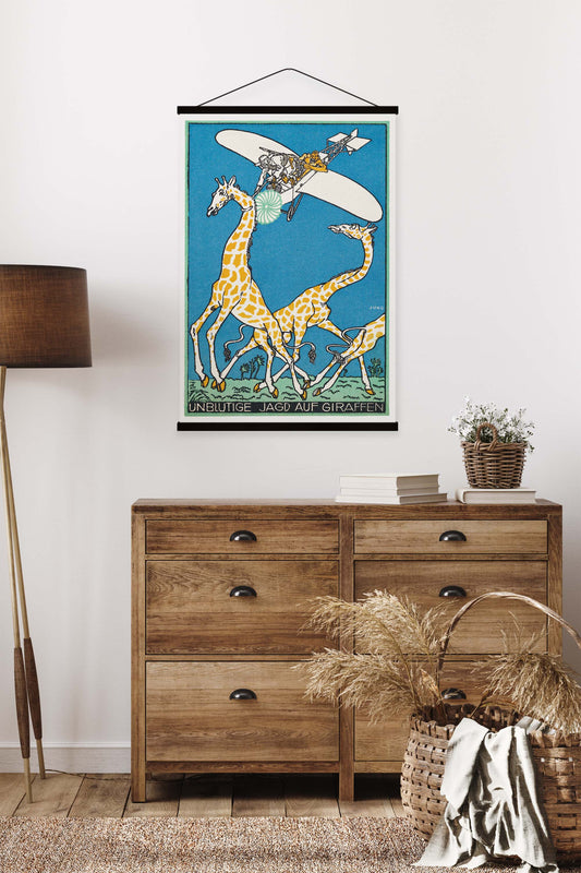 Unblutige Jagd auf Giraffen Vintage Print by Moriz Jung